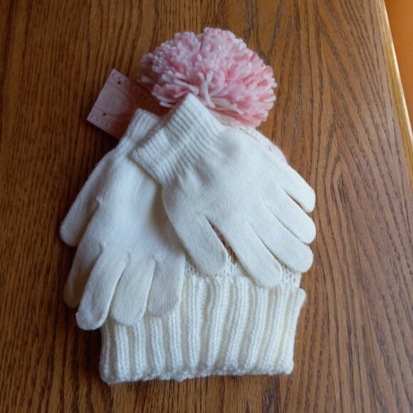 NWT Cozy Girls Knit Hat/Beanie & Mitten Gloves Set Holiday Gifts Winter Sets - Picture 2 of 6